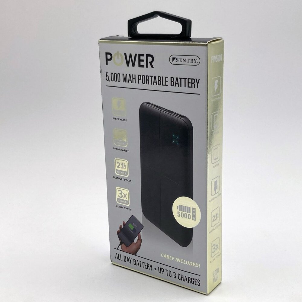 Sentry 5000 mAh Portable Power Bank With Dual USB Ports & Fast Charging Capabili